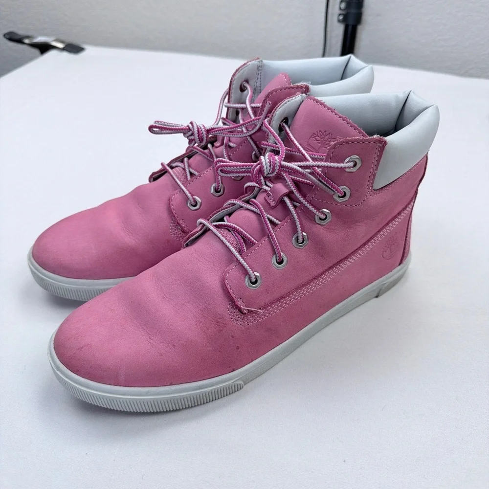 Timberland Pink Nubuck Lace-Up Boots